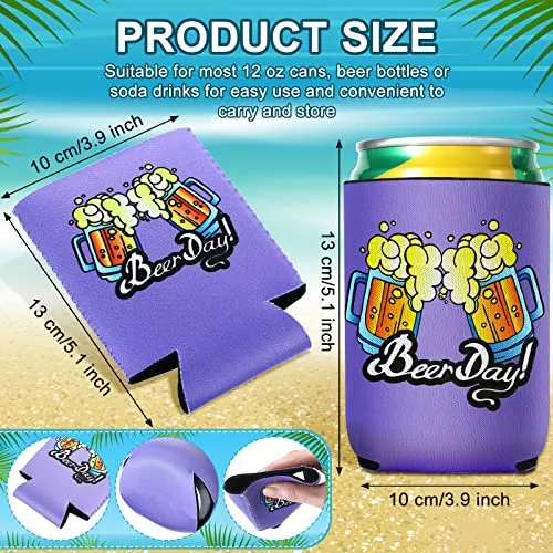 16 Pieces Beer Can Sleeves Funny Quotes Beer Can Coolers Insulated Beer Soda Can Cover 12 oz Neoprene Beer Holder Non Slip Colored Drink Can Covers for Beer Cans and Bottles Home Kitchen Office Bar