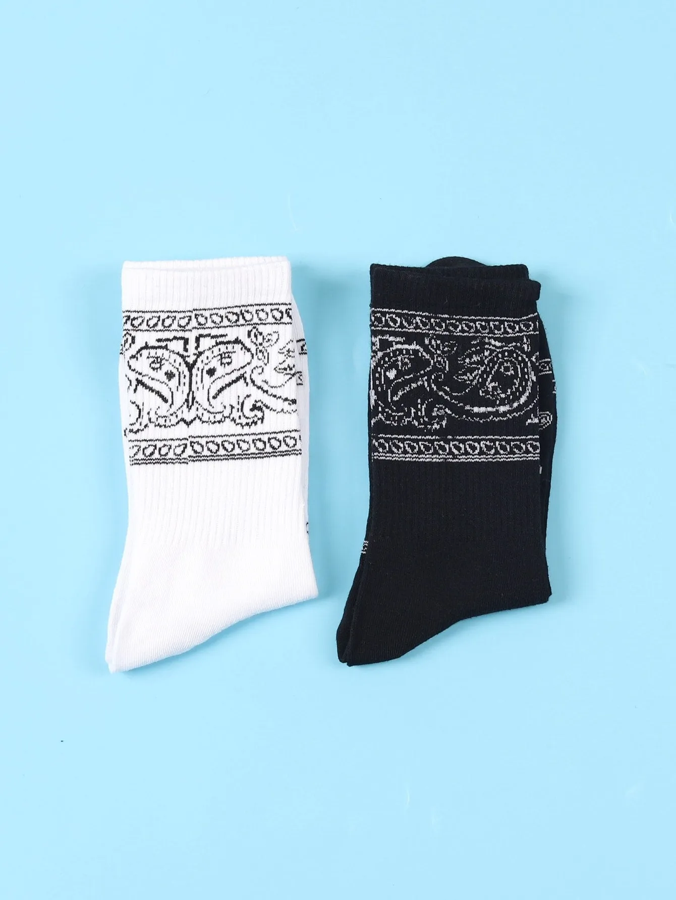 2pairs Paisley Print Crew Socks Silly Socks for Men Funky Socks Funny Socks