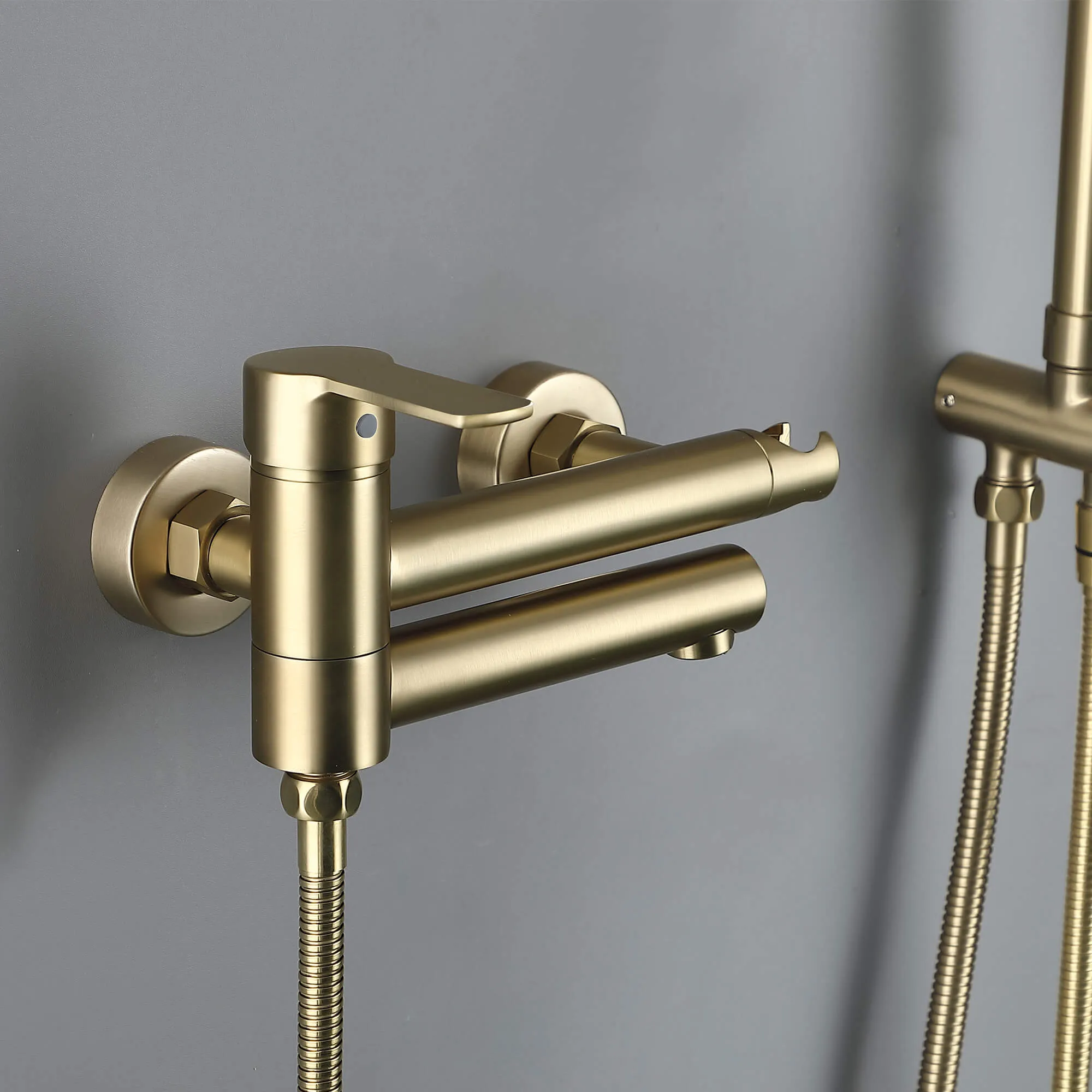 3-Function Shower System with Adjustable Showerhead and Foldable Tub Spout