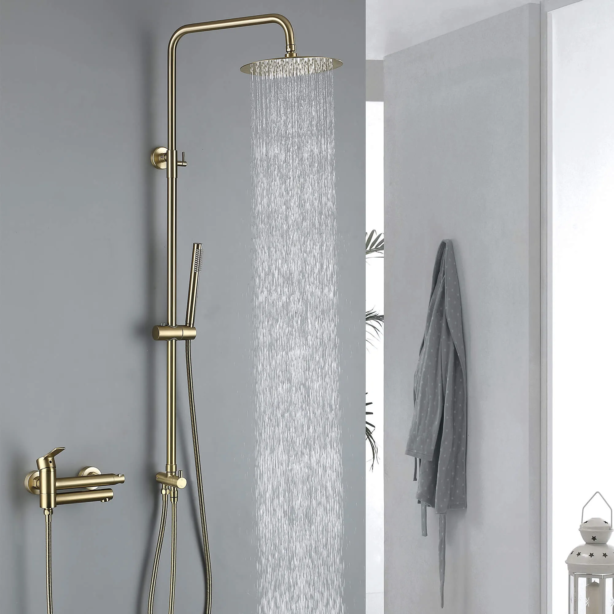 3-Function Shower System with Adjustable Showerhead and Foldable Tub Spout