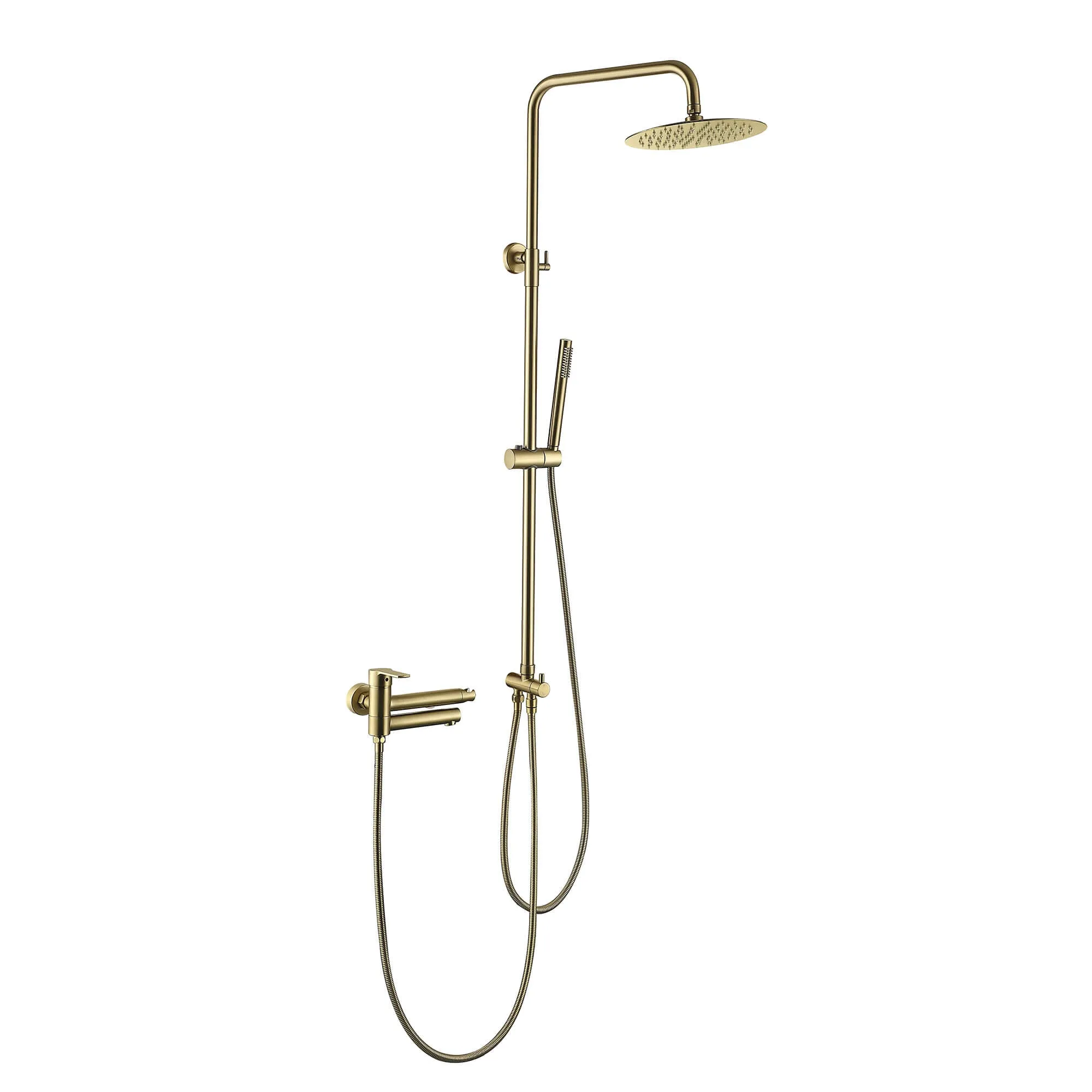 3-Function Shower System with Adjustable Showerhead and Foldable Tub Spout
