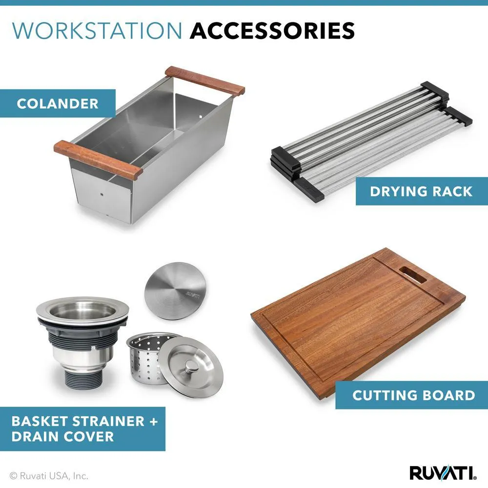 33 in. Workstation Ledge 60/40 Double Bowl Undermount 16-Gauge Stainless Steel Kitchen Sink