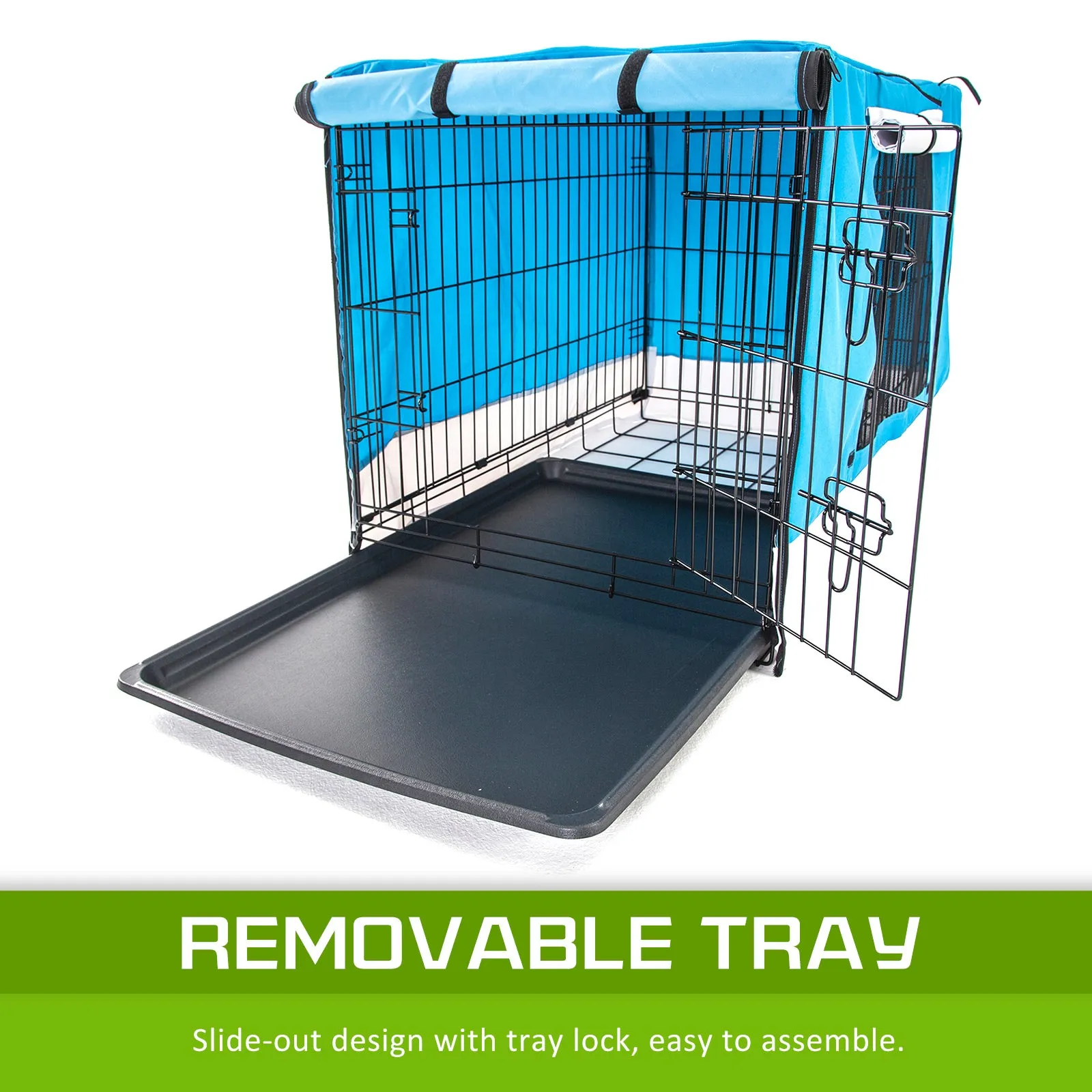 42in Folding Wire Dog Crate with Tray & Cover, Paw Mate