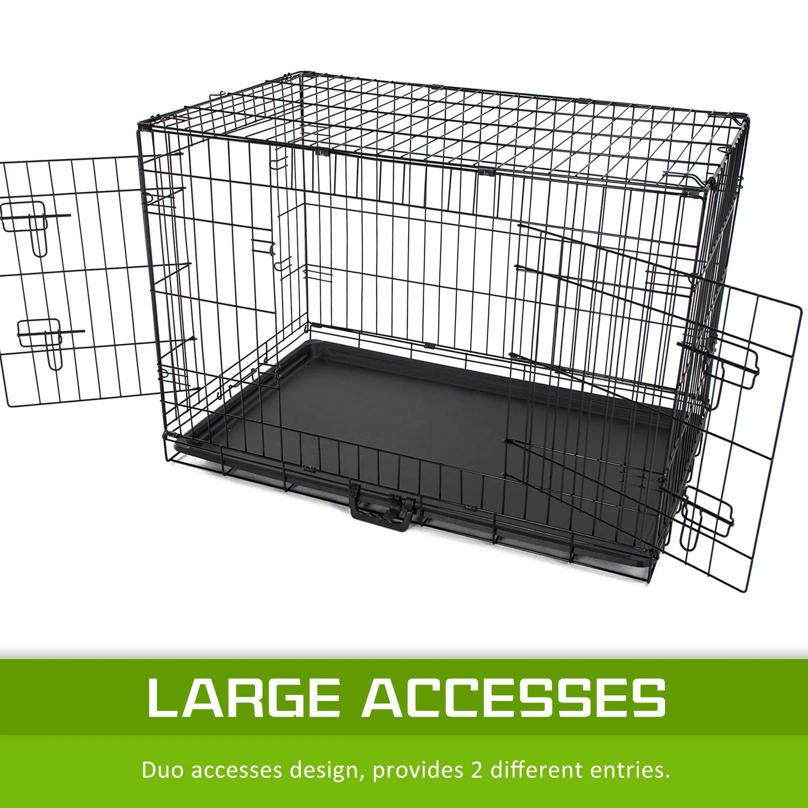 42in Folding Wire Dog Crate with Tray & Cover, Paw Mate