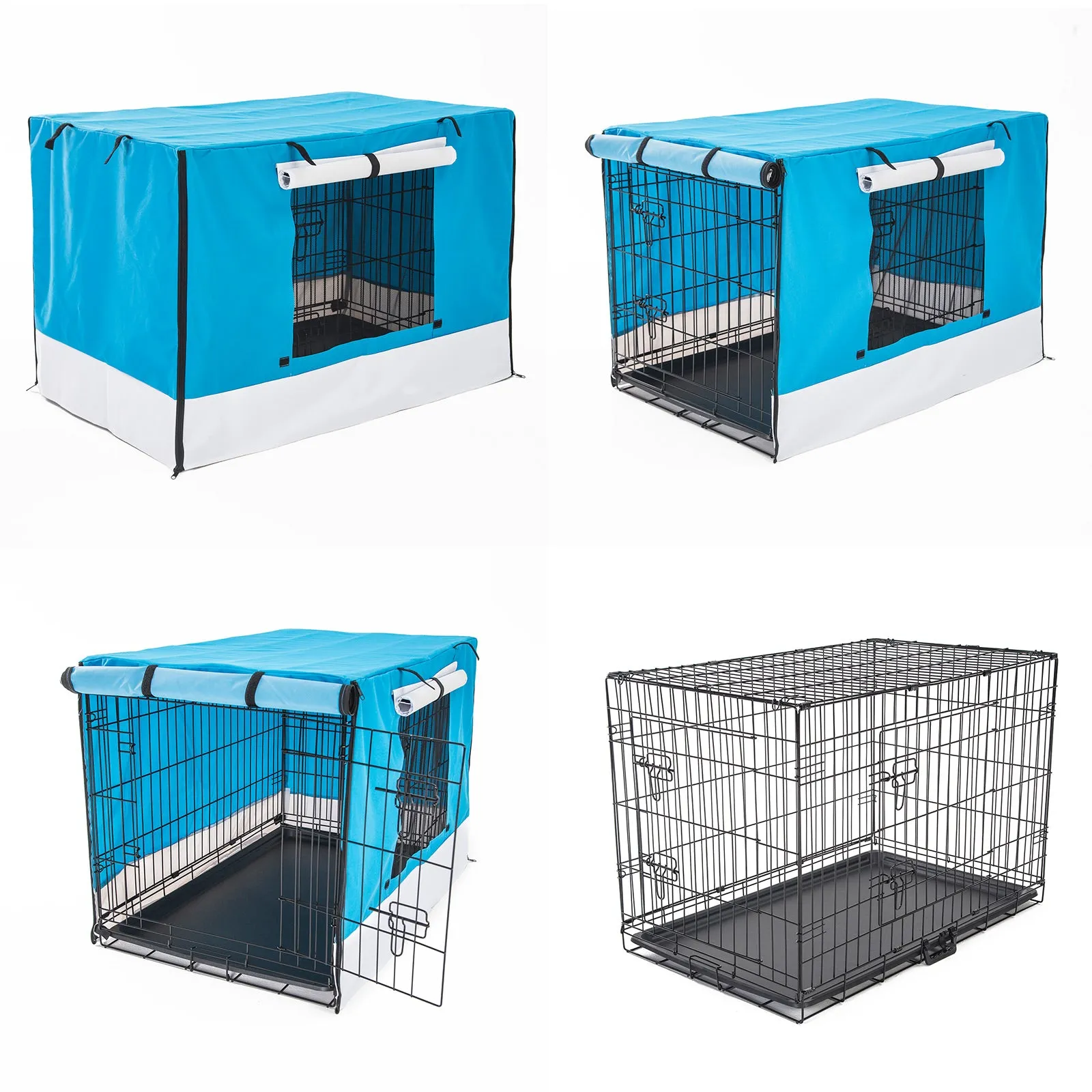42in Folding Wire Dog Crate with Tray & Cover, Paw Mate