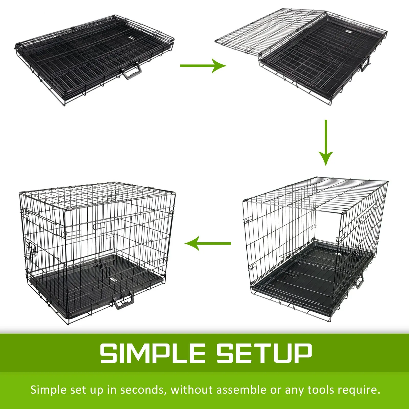 42in Folding Wire Dog Crate with Tray & Cover, Paw Mate
