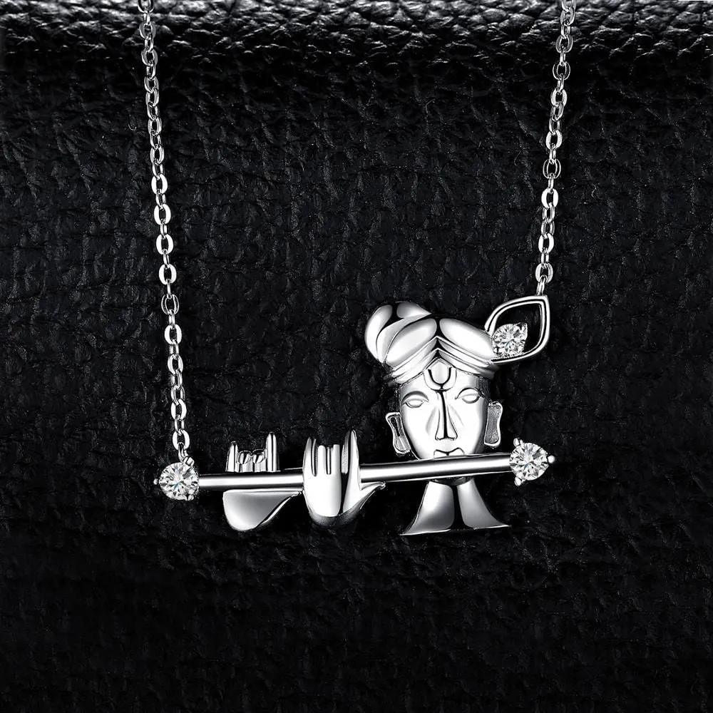 925 Sterling Silver Pendant Necklace Charm Jewelry JPOS0336 Krishna Pattern