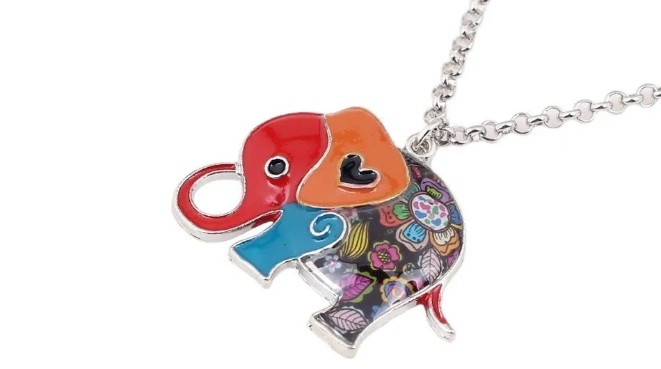 Acrylic An Elephant Cartoon Pattern Necklace Charm Jewelry BJS1146