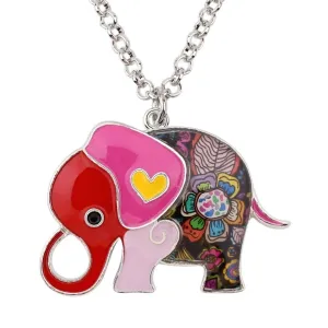 Acrylic An Elephant Cartoon Pattern Necklace Charm Jewelry BJS1146