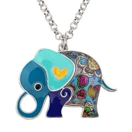 Acrylic An Elephant Cartoon Pattern Necklace Charm Jewelry BJS1146