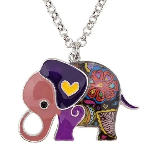 Acrylic An Elephant Cartoon Pattern Necklace Charm Jewelry BJS1146