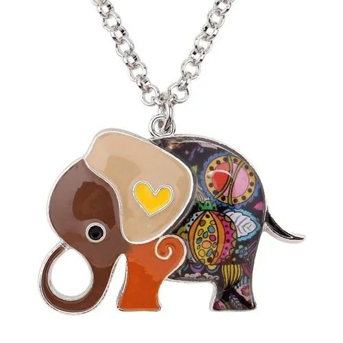 Acrylic An Elephant Cartoon Pattern Necklace Charm Jewelry BJS1146