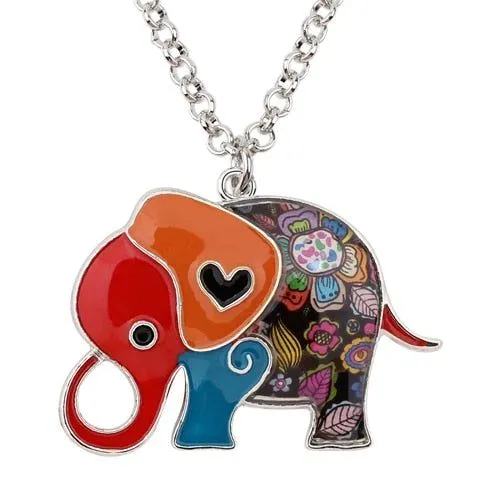 Acrylic An Elephant Cartoon Pattern Necklace Charm Jewelry BJS1146