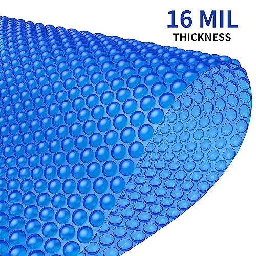 BigXwell Solar Pool Cover, Blue 16-mil 6 x 12 Foot Square Pool Heaters for Above-Ground and In-Ground Pools, 1600 Series Heavy-Duty Insulating Pool Heater Cover for Swimmer