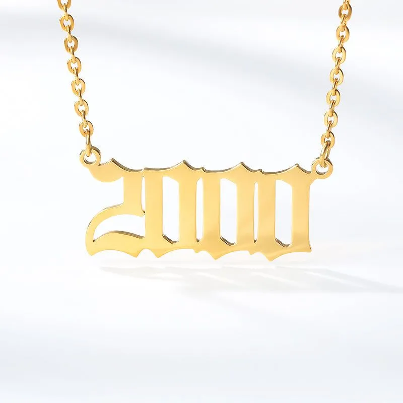 Birth Year Necklace Charm Jewelry NCJSOI31 Stainless Steel Golden Color
