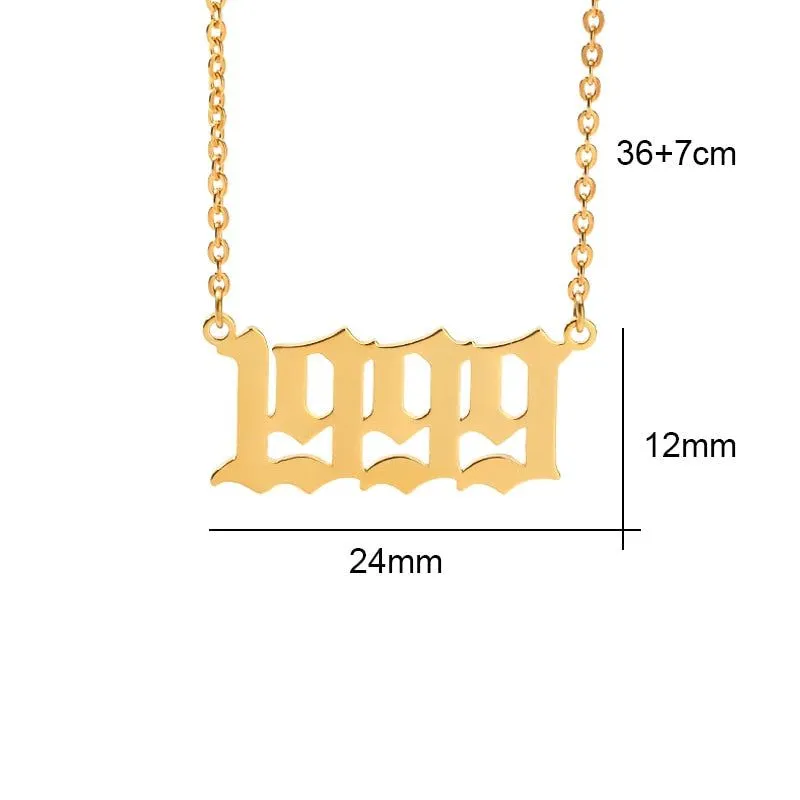 Birth Year Necklace Charm Jewelry NCJSOI31 Stainless Steel Golden Color