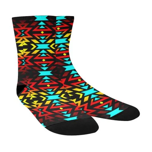 Black Fire and Sky Crew Socks