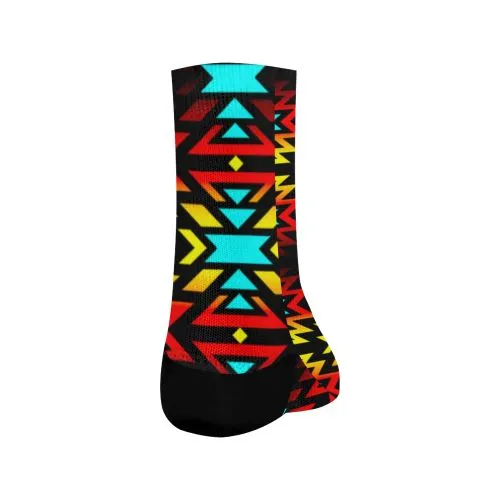 Black Fire and Sky Crew Socks