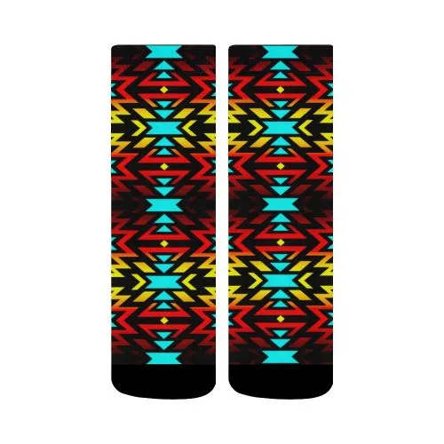 Black Fire and Sky Crew Socks