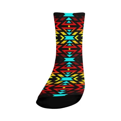 Black Fire and Sky Crew Socks