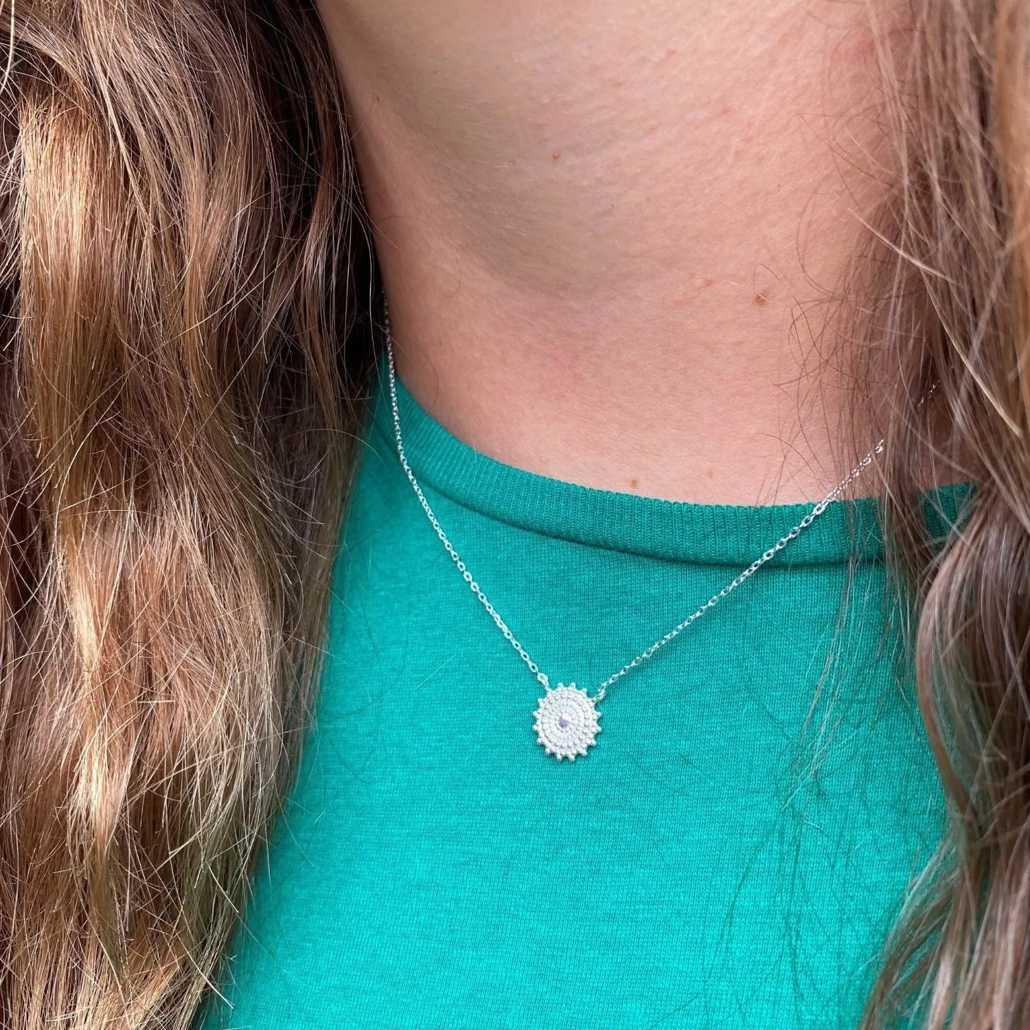 Catherine Wheel Sterling Silver Necklace