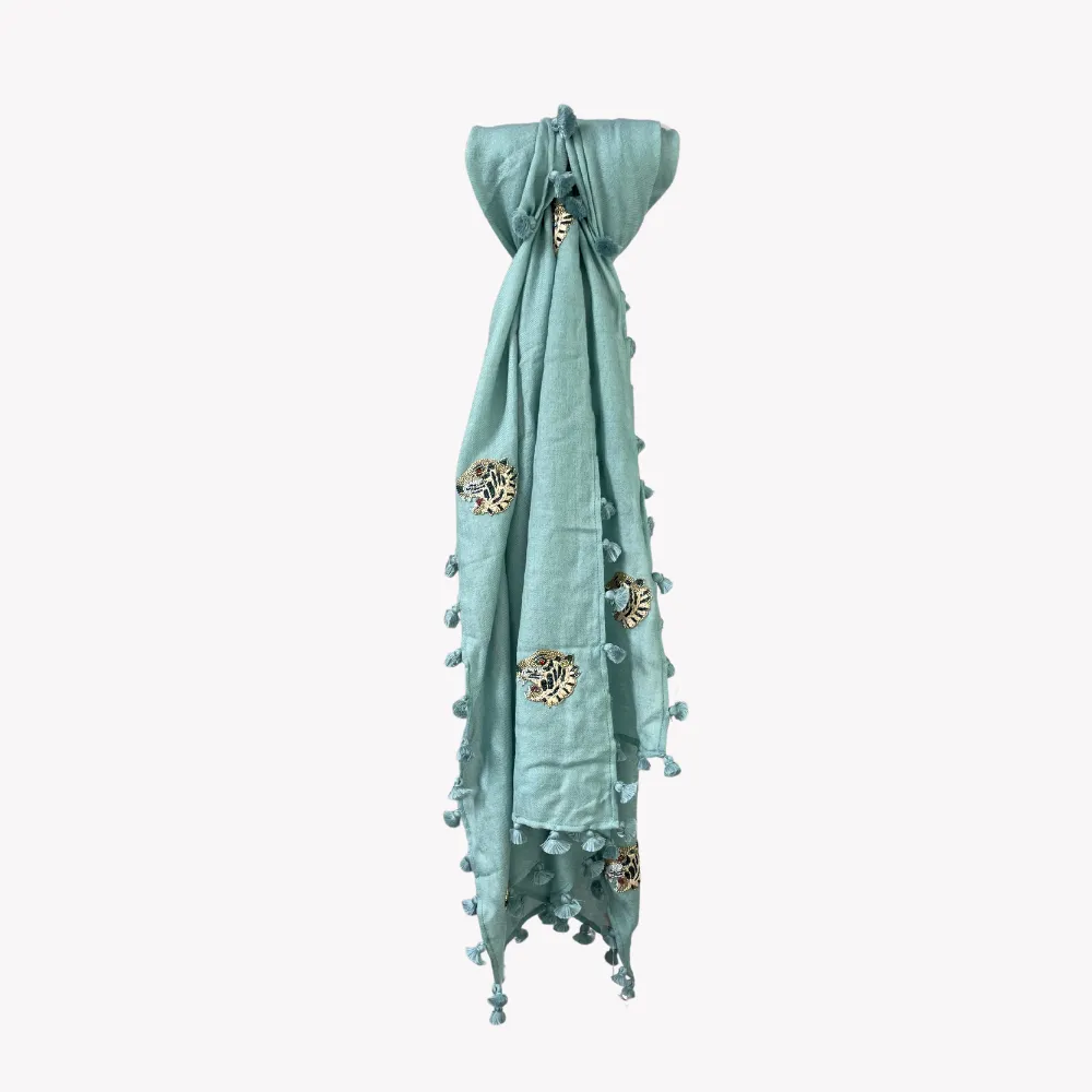 Citrus Tiger Scarf - Blue Mint