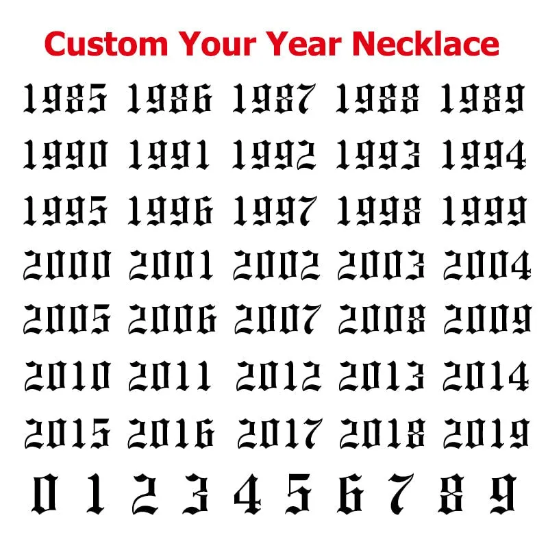 Custom Year of Birth Necklaces