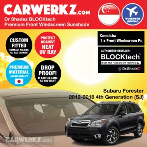 Dr Shadez BLOCKtech Premium Front Windscreen Foldable Sunshade for Subaru Forester 2012-2018 4th Generation (SJ)