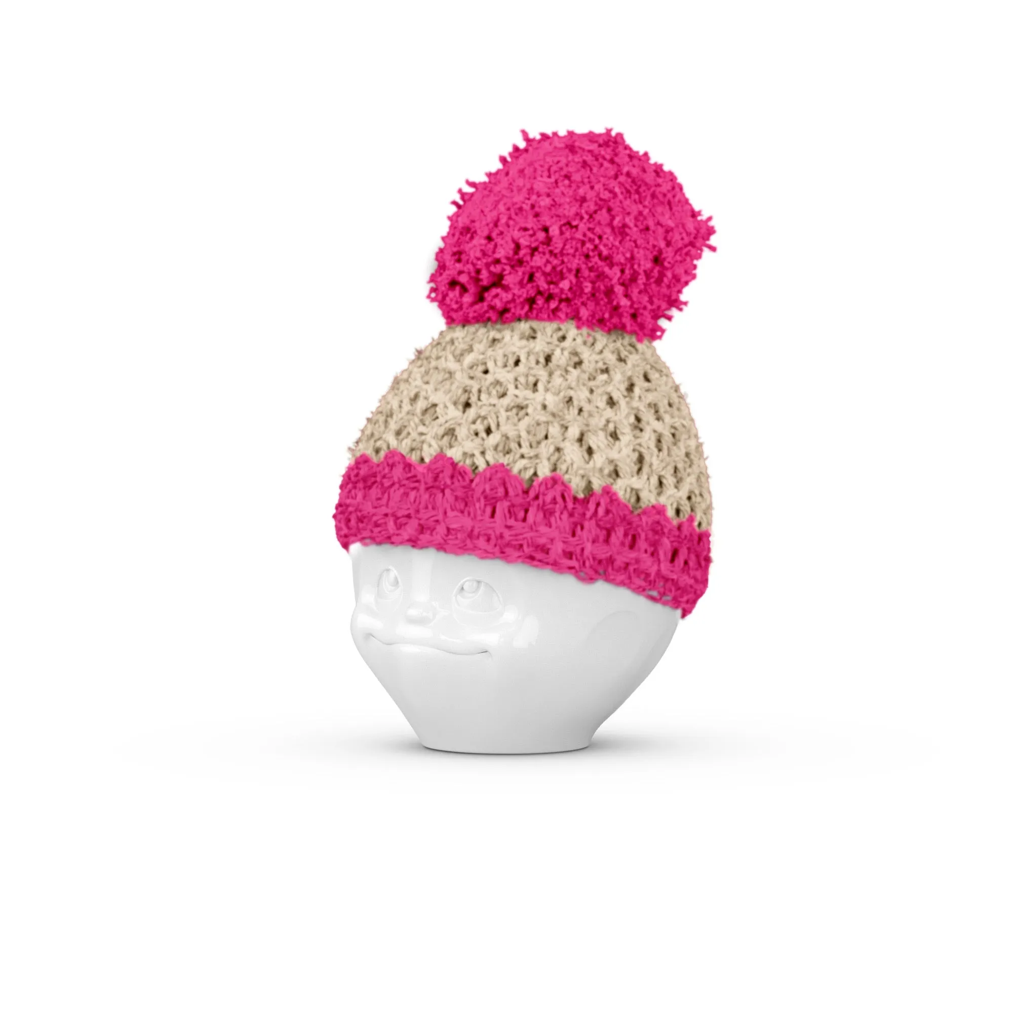 Egg Cup Hat Ivory/Magenta