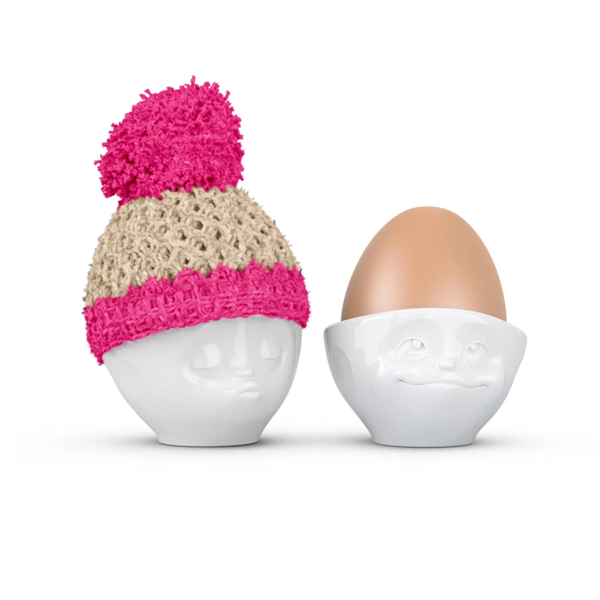 Egg Cup Hat Ivory/Magenta