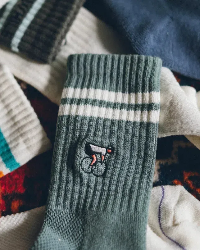 ERSTWHILE Socks Crew - Green/Ivory