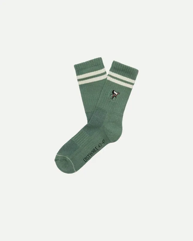 ERSTWHILE Socks Crew - Green/Ivory