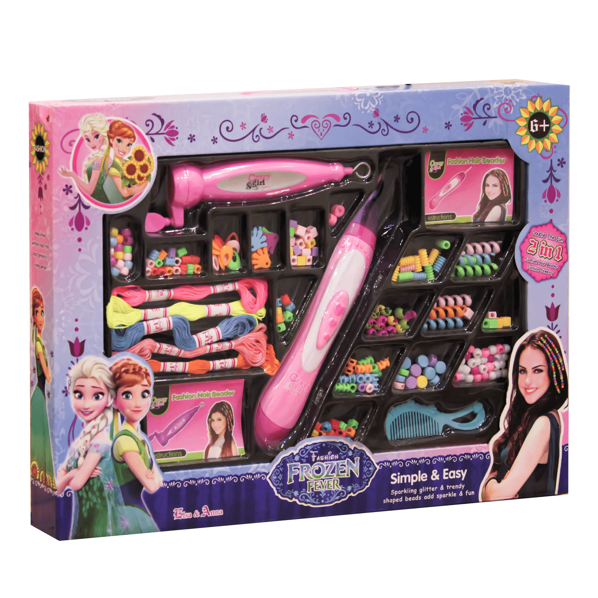 Frozen Fashion Hair Beader Girls Creator Hair Style With Jewelry For Girls 2IN1