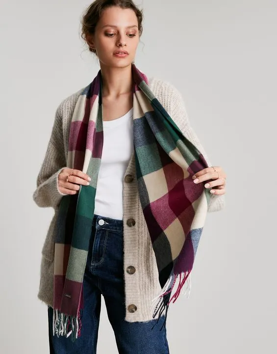 Joules Bracken Check Warm Handle Scarf
