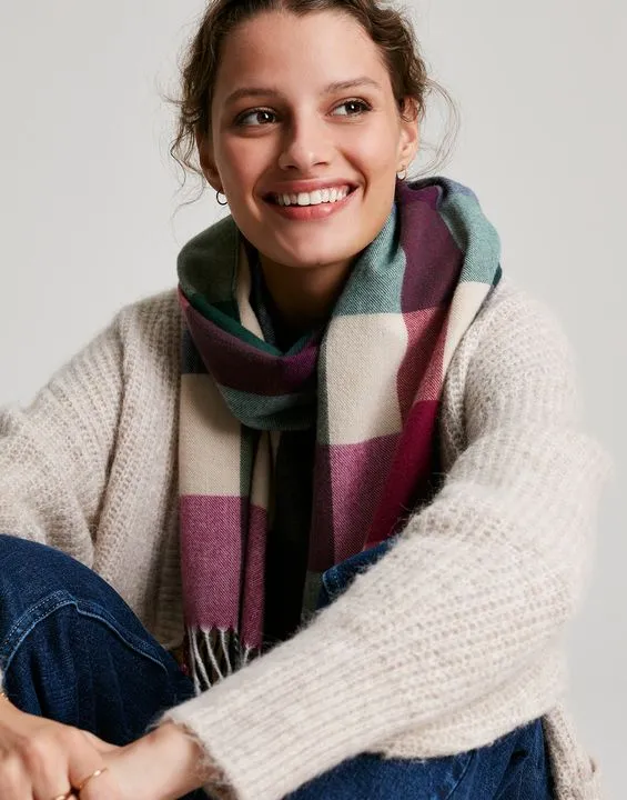Joules Bracken Check Warm Handle Scarf