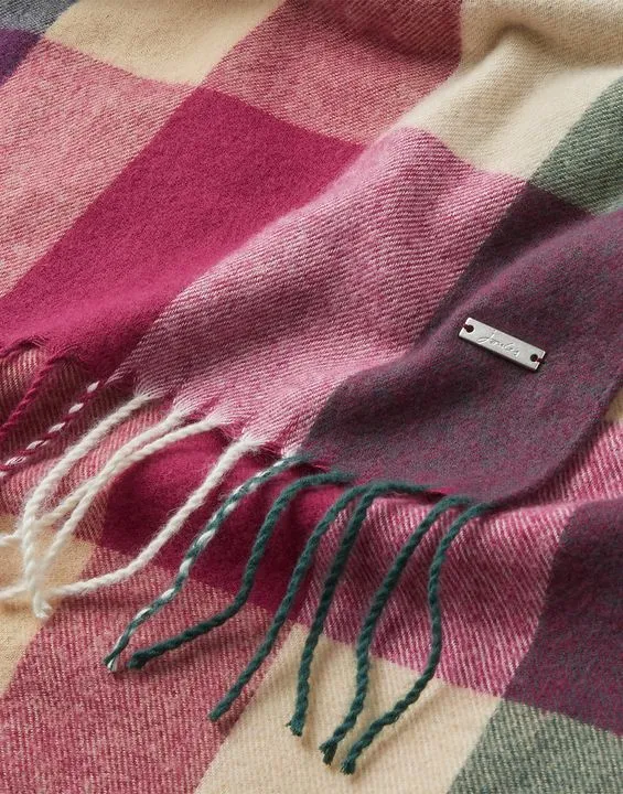 Joules Bracken Check Warm Handle Scarf