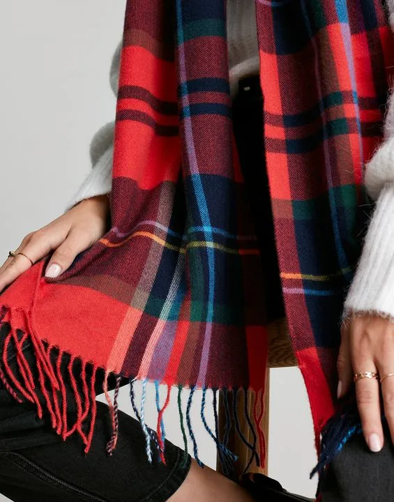 Joules Bracken Check Warm Handle Scarf