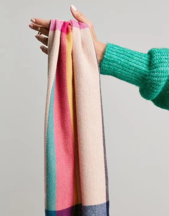 Joules Bracken Check Warm Handle Scarf