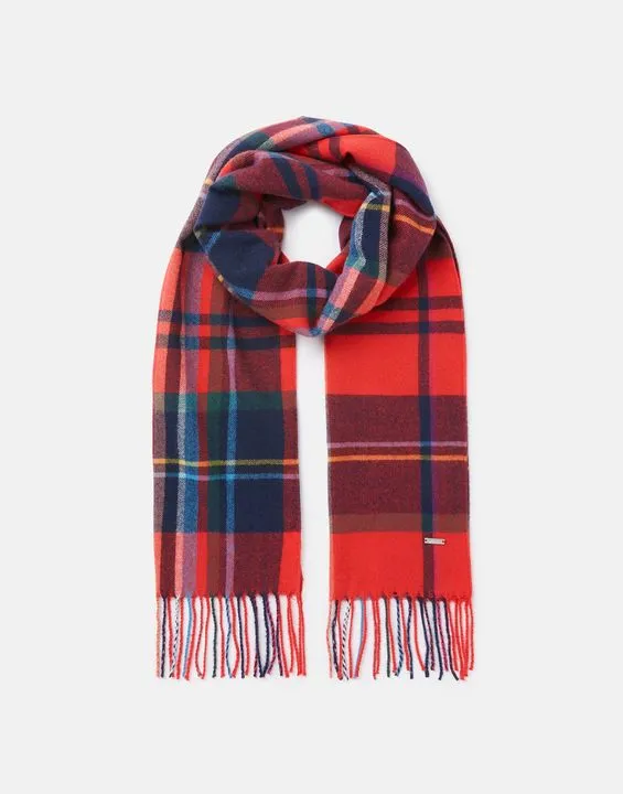Joules Bracken Check Warm Handle Scarf