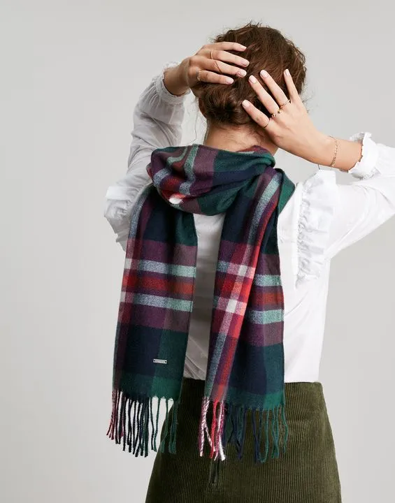 Joules Bracken Check Warm Handle Scarf