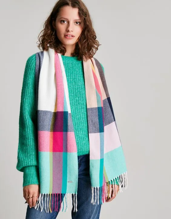 Joules Bracken Check Warm Handle Scarf