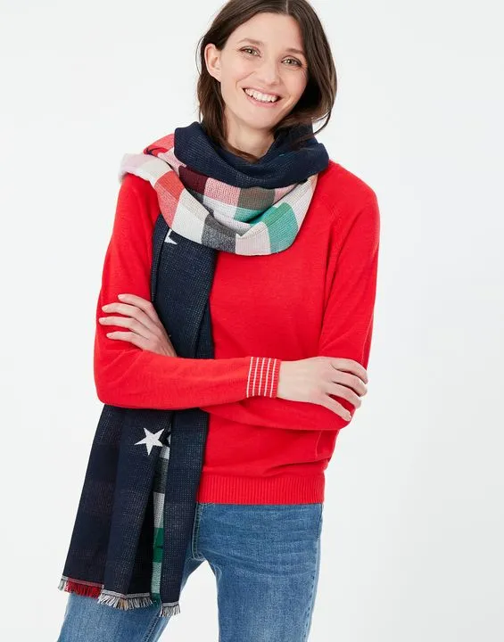 Joules Farnsley Check Jacquard Warm Handle Scarf