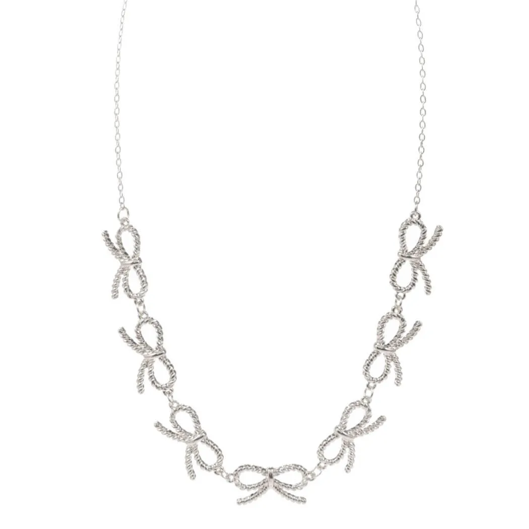 Linked Bows Gold Charm Necklaces