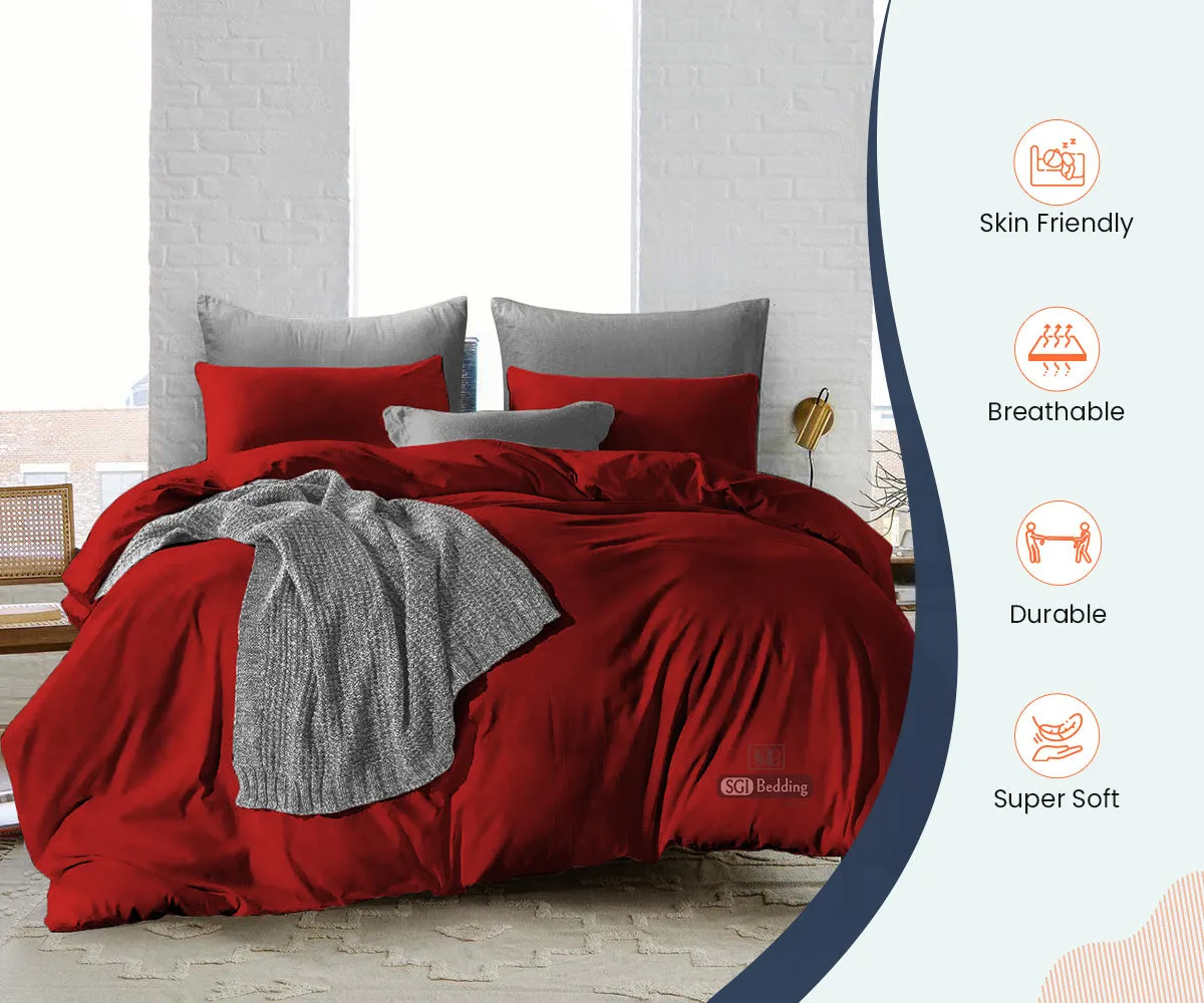 Luxury Burgundy Duvet Cover Set