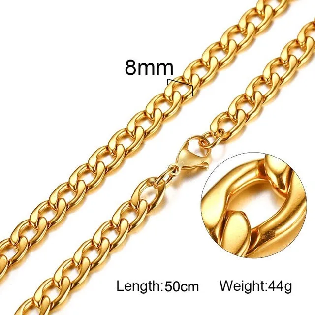 Miami Cuban Link Chain Hip Hop Style Men's Stainless Steel Gold Silver Color Wholesale 20" Necklaces