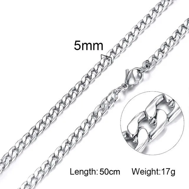 Miami Cuban Link Chain Hip Hop Style Men's Stainless Steel Gold Silver Color Wholesale 20" Necklaces
