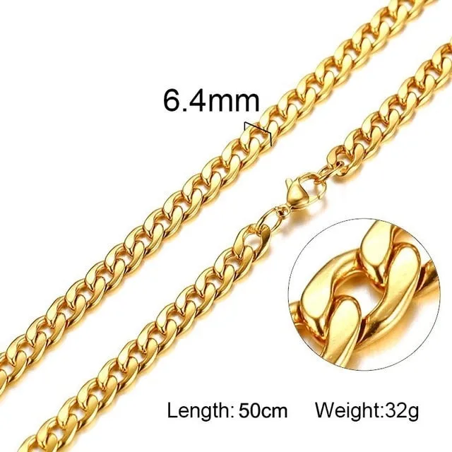 Miami Cuban Link Chain Hip Hop Style Men's Stainless Steel Gold Silver Color Wholesale 20" Necklaces