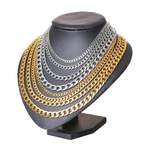 Miami Cuban Link Chain Hip Hop Style Men's Stainless Steel Gold Silver Color Wholesale 20" Necklaces