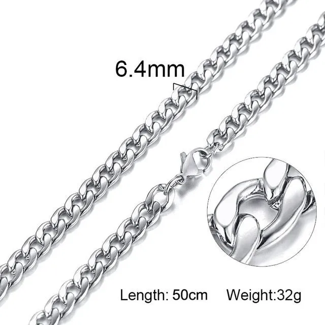 Miami Cuban Link Chain Hip Hop Style Men's Stainless Steel Gold Silver Color Wholesale 20" Necklaces