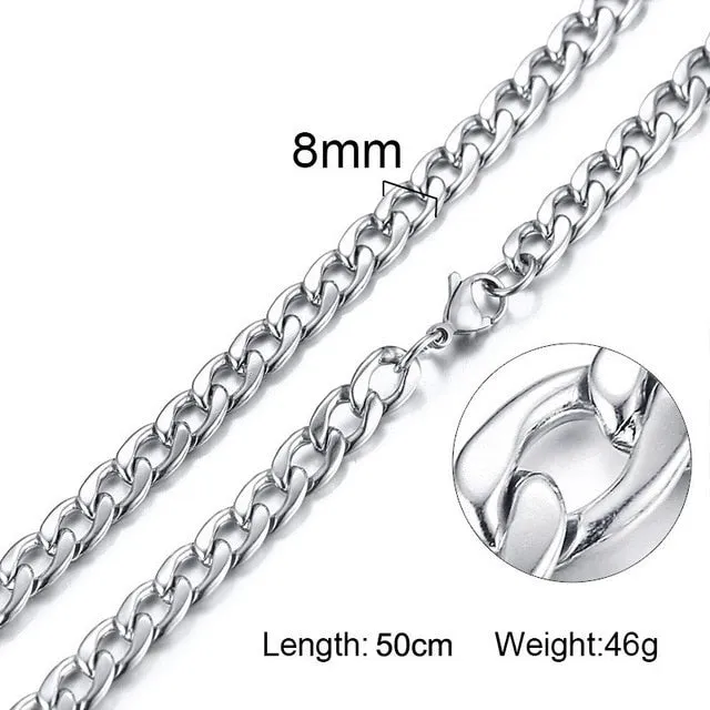 Miami Cuban Link Chain Hip Hop Style Men's Stainless Steel Gold Silver Color Wholesale 20" Necklaces